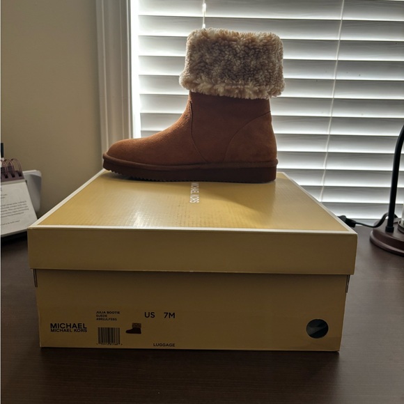Michael Kors Tan Fur-Lined Ankle Bootie - Picture 1 of 13